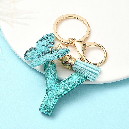 Resin & Acrylic & Faux Suede Tassel Keychain X1-KEYC-YW00119-25-1