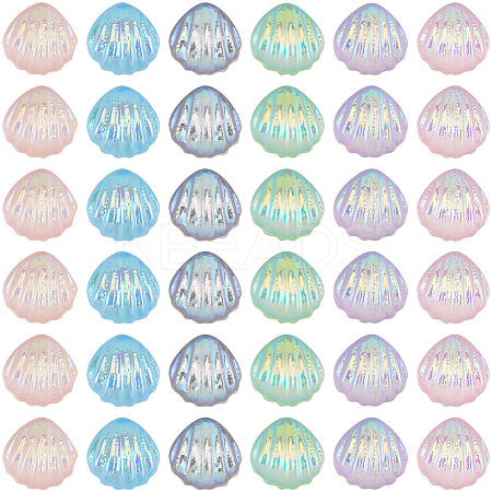 360Pcs 6 Colors  Rainbow Iridescent Plating Transparent Resin Decoden Cabochons RESI-SC0005-64-1