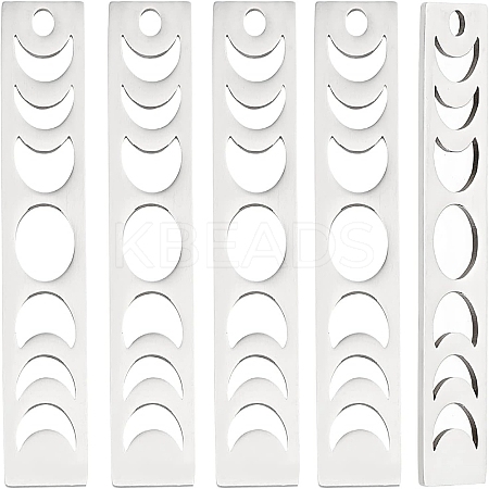 5Pcs 201 Stainless Steel Pendants STAS-DC0009-52-1