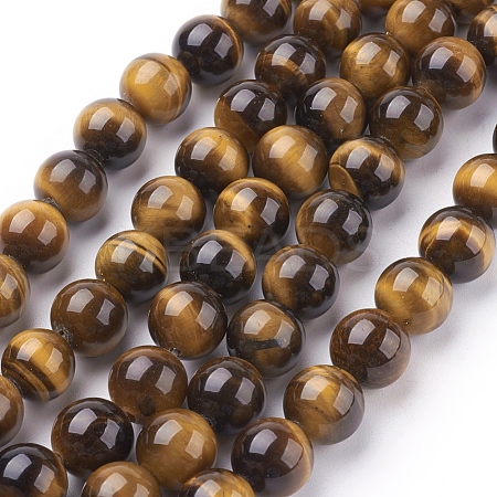 Natural Tiger Eye Beads Strands G-G099-10mm-5-1