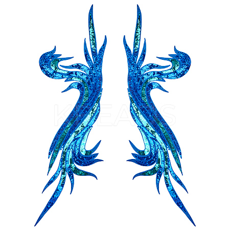 2Pcs 2 Style Polyester Embroidery Sew on Appliques PATC-MA0001-32C-1
