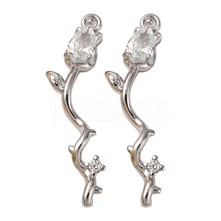 Brass Micro Pave Clear Cubic Zirconia Pendants KK-Z112-47S-1