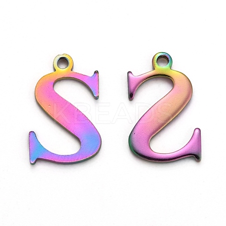 Ion Plating(IP) 304 Stainless Steel Alphabet Charms STAS-H122-S-M-1