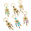 10Pcs 5 Styles Natural Tiger Eye & Natural Green Aventurine & Natural Rose Quartz & Natural Magnesite & Synthetic Turquoise Keychian KEYC-TA00036-1
