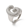 Letter Brass Micro Pave Clear Cubic Zirconia Open Cuff Ring for Women RJEW-N046-03G-P-1