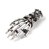Halloween Theme Rhinestone Skeleton Hand Brooch Pin JEWB-F018-01AS-2