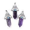 Natural Amethyst Faceted Pointed Bullet Big Pendants G-H076-02P-05-1