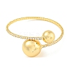 Rack Plating Brass Pave Clear Cubic Zirconia Round Ball Open Cuff Rings for Women BJEW-B110-04B-G-2