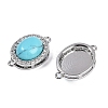 Synthetic Turquoise Oval Connector Charms KK-U043-50P-03-2