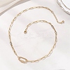 304 Stainless Steel Screw Carabiner Lock Pendant Paperclip Chain Necklaces NJEW-JN05860-01-1