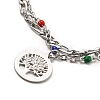 Colorful Enamel Beaded & Figaro Chains Double Layer Multi-strand Bracelet BJEW-C025-04P-3