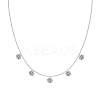 Clear Cubic Zirconia 5 Flat Round Pendant 925 Sterling Silver Cable Chain Necklaces for Women NJEW-S457-04P-A-2
