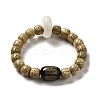 Natural Agate & White Jade & Moon and Star Bodhi Beaded Stretch Bracelets BJEW-B080-04-1