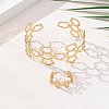 Flower Alloy Cuff Bangle & Cuff Rings Sets for Women FS-WGE571F-02-1