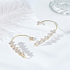 1Pc Leaf Alloy Clear Cubic Zirconia Cuff Earrings EJEW-LP0007-022G-3