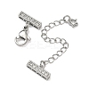 Brass Micro Pave Clear Cubic Zirconia Curb Chain Extender KK-G556-08P-01-2