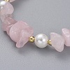 Natural Rose Quartz Chip Beaded Bracelets BJEW-JB04933-01-2