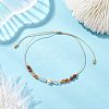 Adjustable Natural Carnelian & Red Jasper & Quartz Crystal Braided Bead Bracelets for Women BJEW-JB11619-01-1