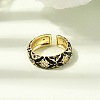Brass Micro Pave Cubic Zirconia Cuff Open Rings for Women RJEW-B160-05G-3