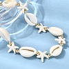 Natural Cowrie Shell & Starfish Synthetic Turquoise Beaded Necklaces for Women NJEW-F356-04G-2