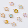 10Pcs 5 Colors Brass Pave Cubic Zirconia Connector Charms KK-DC0002-65-3
