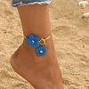 Flower Alloy & CCB Plastic Charm Iron Snake Chain Anklets FS-WGEA5BB-03-1