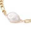 304 Stainless Steel with Natural Keshi Pearl Link Bracelets BJEW-JB12156-4