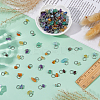 140Pcs 7 Styles Natural Gemstone Chip Charms with Brass Loops PALLOY-FH00120-4