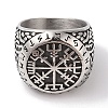 Viking 304 Stainless Steel Vegvisir Wide Finger Rings for Mens RJEW-U005-21A-03-2