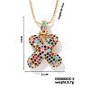 Brass Pave Colorful Cubic Zirconia Letter Pendant Box Chain Necklaces NU0575-24-1