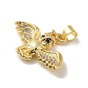 Rack Plating Brass Micro Pave Clear Cubic Zirconia Pendants KK-C047-20A-G-2