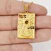 304 Stainless Steel Rectangle with Sun Pendant Necklaces for Women WGF8365-02-4