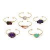 Dyed Natural Agate Irregular Druzy Nugget Open Cuff Bangle BJEW-C028-01G-1