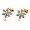 304 Stainless Steel Enamel Stud Earring Findings STAS-T052-43G-04-1