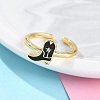 Rack Plating Brass Micro Pave Cubic Zirconia Open Cuff Rings for Women KK-K392-59G-05-2