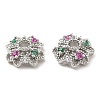 Brass Micro Pave Colorful Cubic Zirconia Bead Caps KK-F860-77P-2