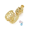 Brass Micro Pave Clear Cubic Zirconia Pineapple Bead Cage Pendants KK-I358-009G-2