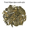 60Pcs 15 Styles Tibetan Style Alloy Connector Charms FIND-YW0005-19-2