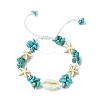 Synthetic Turquoise Starfish & Natural Shell Braided Bead Bracelets BJEW-TA00371-1