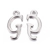Platinum Plated Alloy Letter Pendants PALLOY-P097-02-G-1