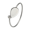 304 Stainless Steel Blank Bangle Bases with Teardrop Tray STAS-Z088-01P-02-1