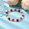 8mm Round Natural Red Jasper & Rose Quartz & Carnelian & Quartz Crystal Beaded Stretch Bracelets for Women X-BJEW-JB10625-04-2