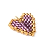 Handmade Glass Seed Beaded Heart Charms PALLOY-MZ00609-3