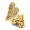Heart Shape Brass Micro Pave Clear Cubic Zirconia Stud Earrings X-EJEW-Q785-13G-2