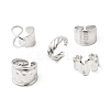 5Pcs 304 Stainless Steel Open Cuff Rings for Women RJEW-K313-08P-4