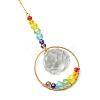 7 Chakra Glass & Brass Ring Suncatcher with Clear Round Charm HJEW-JM04940-2