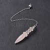 Natural Rose Quartz Pointed Dowsing Pendulums AJEW-B020-06P-07-3