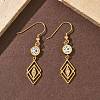 304 Stainless Steel Rhombus Dangle Earrings EJEW-Z129-12G-02-1