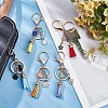 5Pcs 5 Styles Natural Gemstone Nuggets Bead Tassel Pendant Keychain KEYC-NB0001-51-4