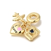 Brass Cubic Zirconia Travel European Dangle Charms KK-R002-20G-02-2
